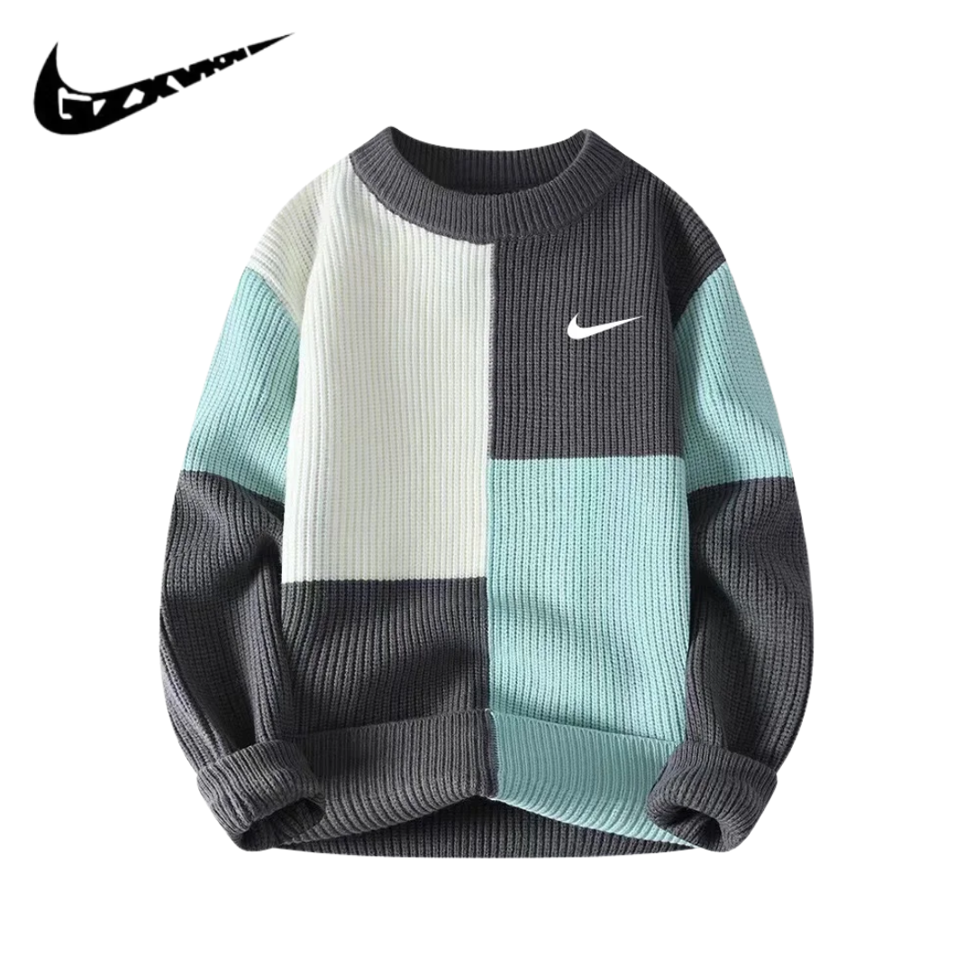 NK – Suéter para Hombre de Punto Colorblock, Estilo Amplio y a la Moda